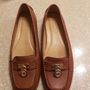 Michael Kors Shoes Luggage Brown Leather MK Logo L